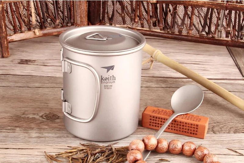 300ml Titanium Cup Folding Mug Office Coffer Drinkware Tea Cup Healthy Non-toxic Bacteriostatic Titanium Mug Ti3201