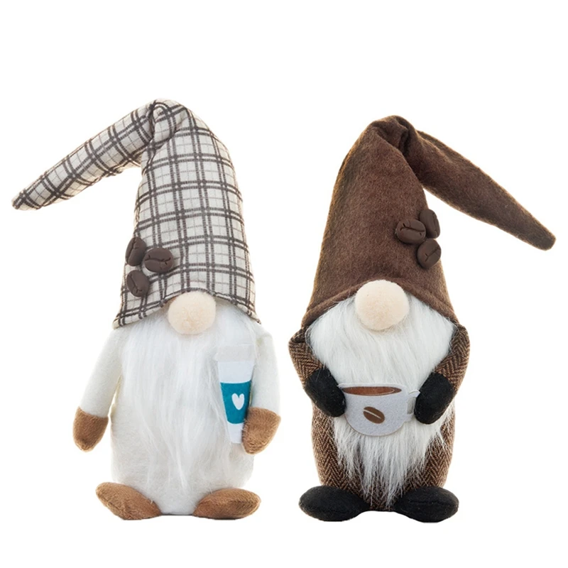 

Halloween Coffee Rudolph Faceless Doll Little Figurine Ornament Long Hat Nordic Gnome Old Man Doll Home Room Pendant