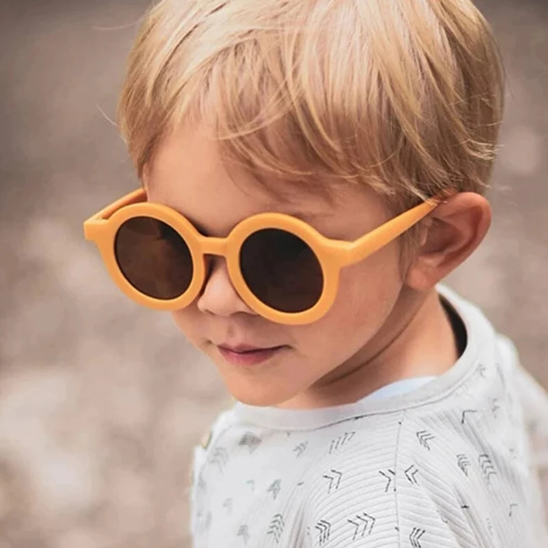 

Uv400 Children's Infant's Retro Solid Color Cute Outdoor Beach Eyes Protection For Kids Boys Girls Sunglasses 3-7 Years