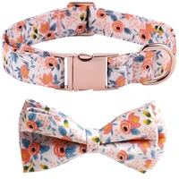 mgkpet bowtie dog collar soft comfy cute pink flower patterns pet collar for dogs adjustable dog collars for medium large dogs