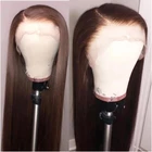 Темный шоколадно-коричневый парик из человеческих волос на полной сетке Remy с прямой боковой частью предварительно выщипанный 360 13x6 прозрачный кружевной передний парик