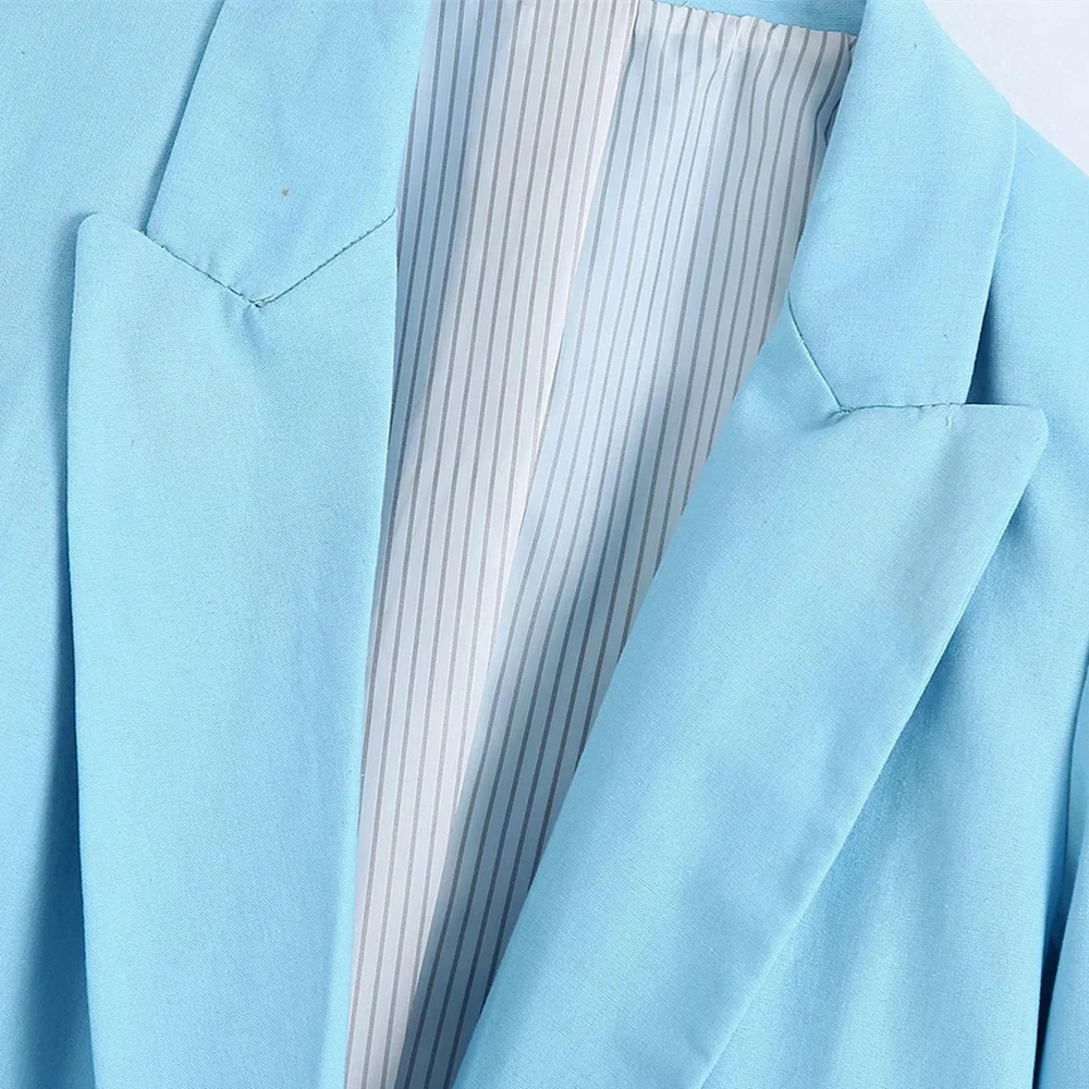 

Blue Women's Suit 2021 Summer Women's Jacket Long Sleeve Turn-down Collar Chic Blazer Women's Casual Loose Suits Coat Clothing