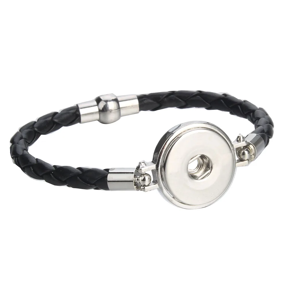 Новый Кожаный Плетеный Магнит ручной работы браслет с кнопкой 20 мм 18 мм|Браслеты