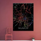 Карта города черного цвета с акварелью из Германии, настенный художественный принт, современный плакат, настенные картины, декор для гостиной