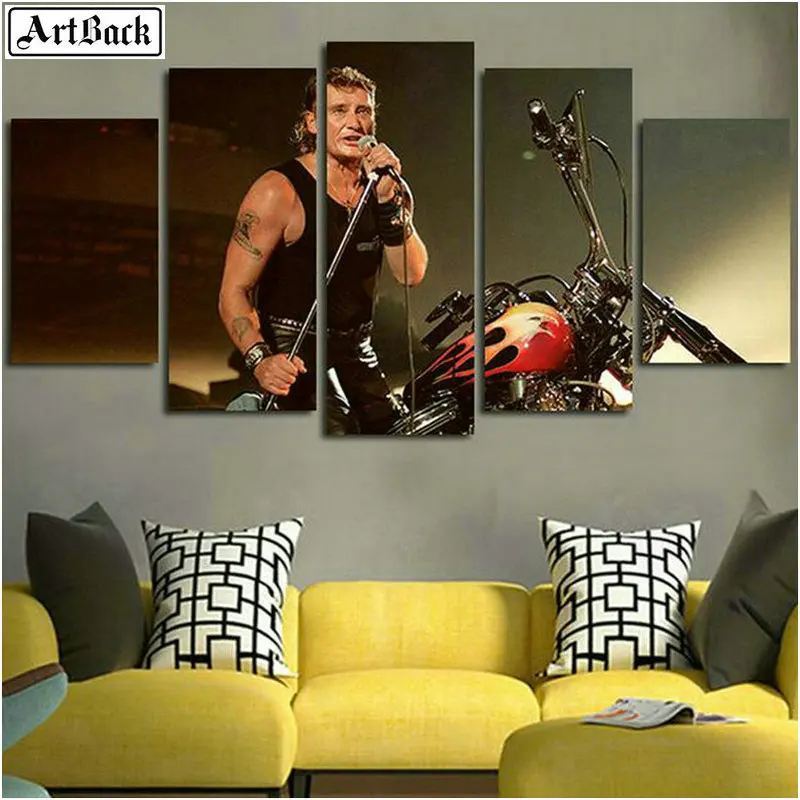 Картина из пяти бриллиантов с изображением мотоциклетного пейзажа