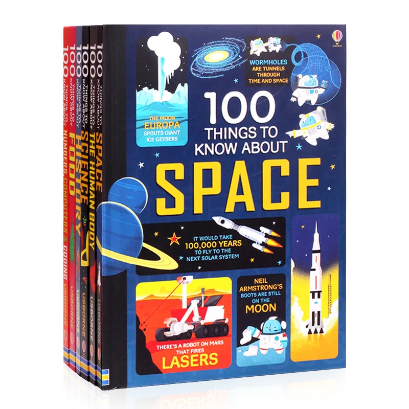 

6 Books/Set Usborne 100 Things to Know About(Space,Food,History,Science,The Human Body,Numbers Computers & Coding) hardcover