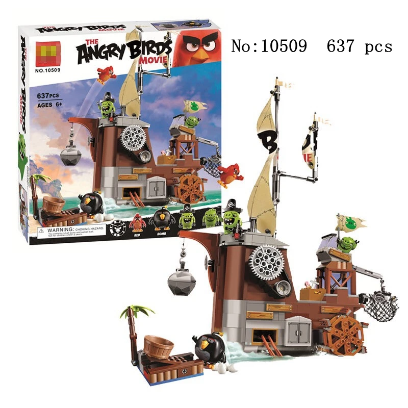 10505 10506 10507 10508 10509 10510 серии Angry Birds, изображающие пятачка побег свинья замок из кубиков детские развивающие игрушки подарки