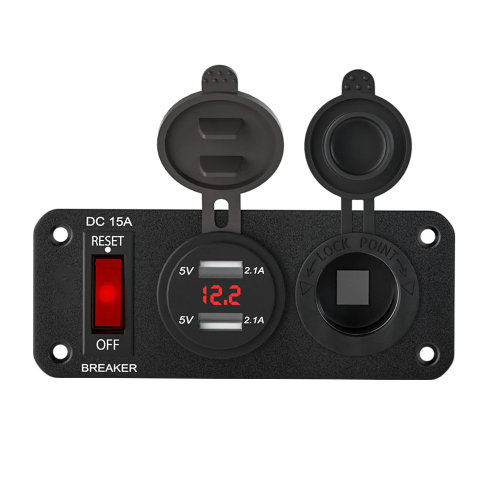 

Universal Charger Socket Panel Power Socket Panel Cigarette Lighter Socket Charger with Voltmeter USB Charger Port
