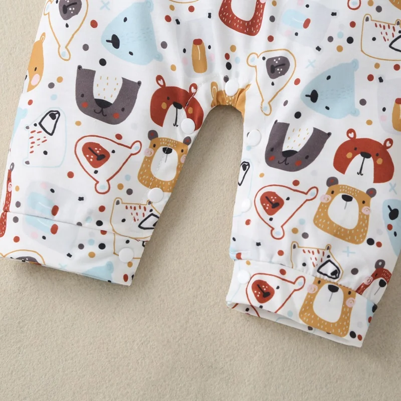 

Newborn Infant Baby Boys Girls Romper Colorful Cartoon Bear Jumpsuit Bib Set Clothes Baby Long Sleeve Tops+bib 2pcs Clothes Set