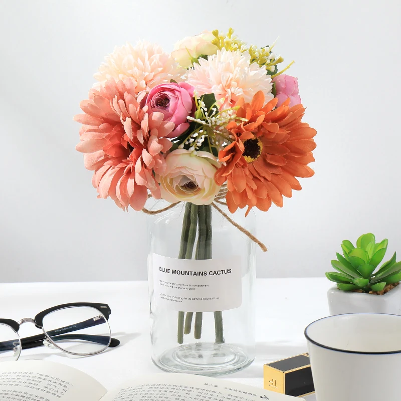 1 букет Искусственный цветок Роза Гербера Маргаритка искусственный из пластика