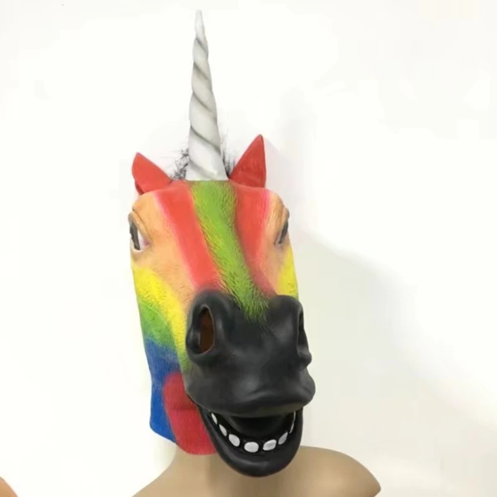 Маски животных Единорог Костюм для взрослых Радуга Маска головки вечерние