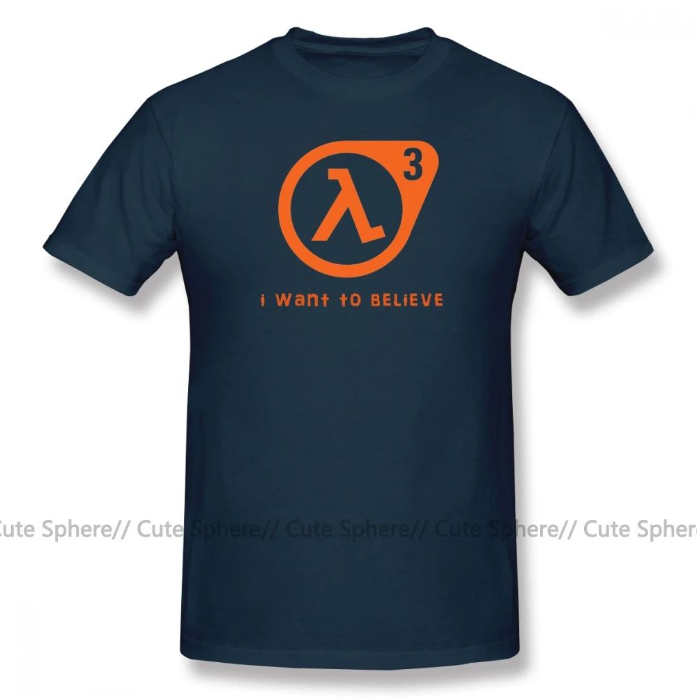 Футболка Half Life 3 футболка с надписью «I Want To Believe» Милая футболка из 100 хлопка Базовая Мужская футболка с короткими рукавами XXX - Цвет: Navy Blue