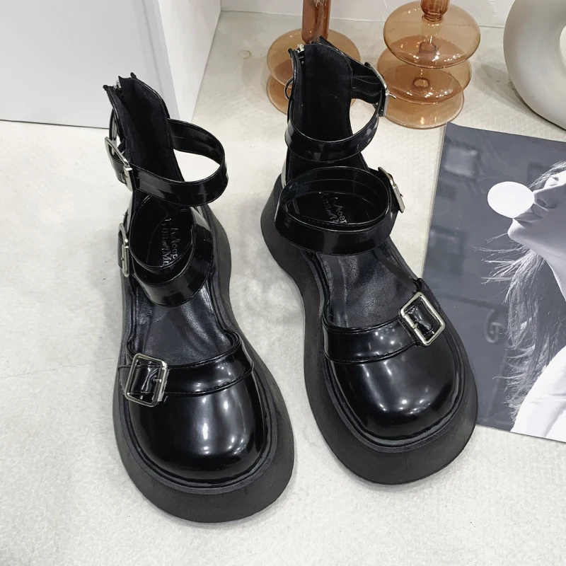 

All-Match Casual Woman Shoe Elegant Clogs Platform Modis Female Footwear Creepers 2021 Summer New Dress Back Strap Scandals Slip