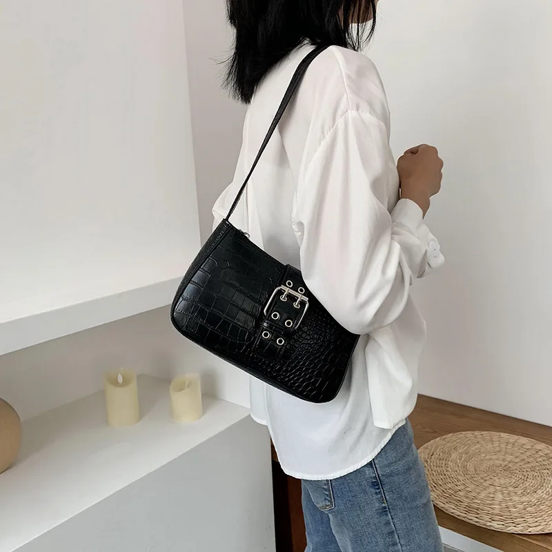 

Bags for Women 2021 New Luxury Handbags Shoulder Ladies Crossbody Baguette Small Wallets Crocodile Pattern Black Clutch Bags