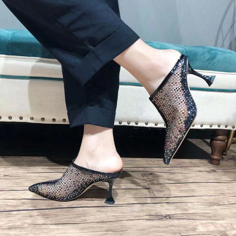 2019 Летняя обувь в американском стиле женские шлепанцы без задника босоножки на