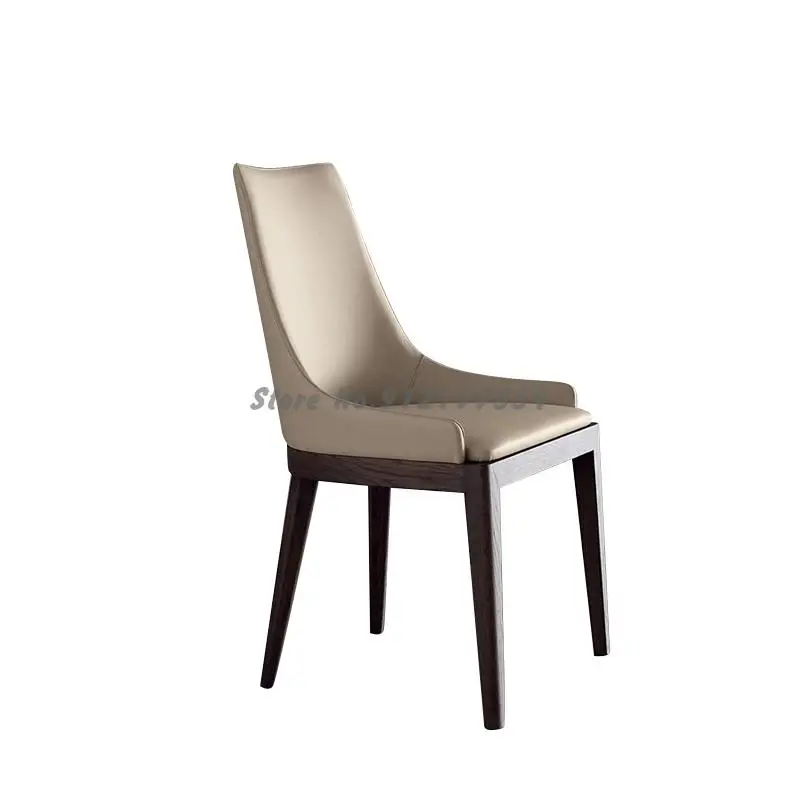 Североевропейское и американское стильное кожаное обеденное кресло из твердой