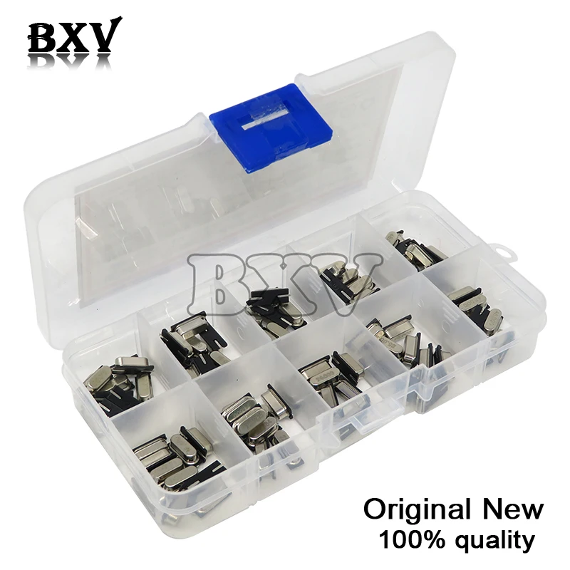 10 значений, Женский Кварцевый резонатор SMD Crystal, комплект для осциллятора, 4 МГц, 6 МГц, 8 МГц, 12 МГц, 16 МГц, 24 МГц, 25 МГц, 48 МГц, 2-контактный комплект для самостоятельной сборки электроники
