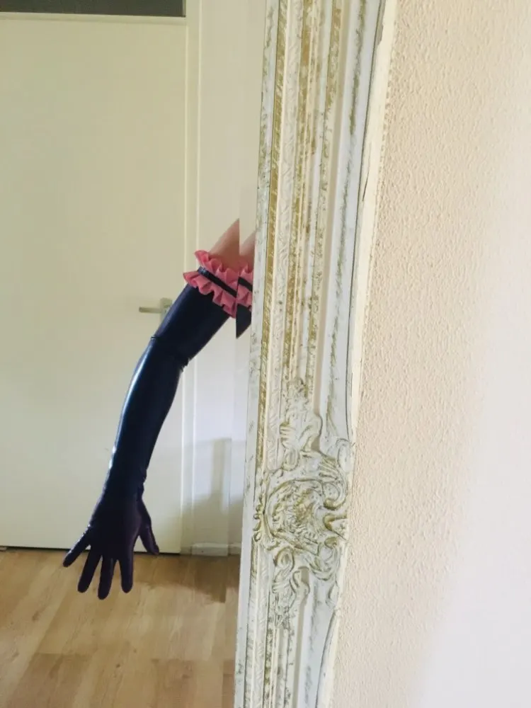 Сексуальные черные мужские латексные длинные перчатки бесшовные литой длиной