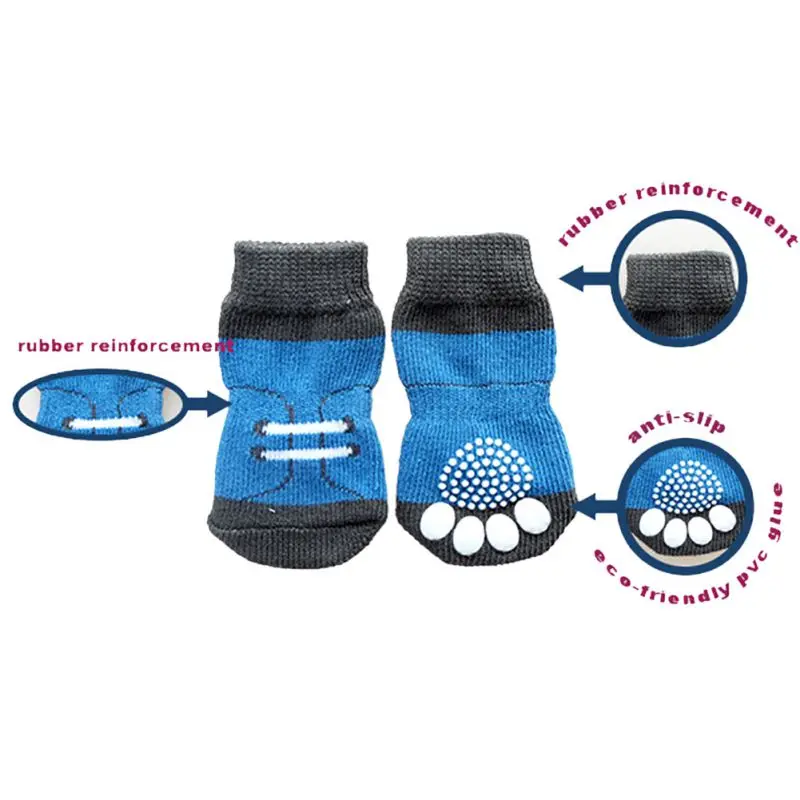 4 шт./компл. нескользящие носки для маленьких собак кошек щенячьих лап теплые