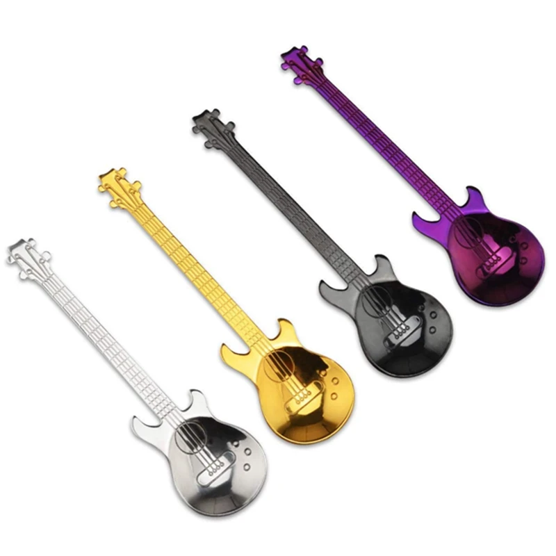 Набор из 4 кофейных ложек в форме гитары нержавеющей стали ложки Demitasse десертные