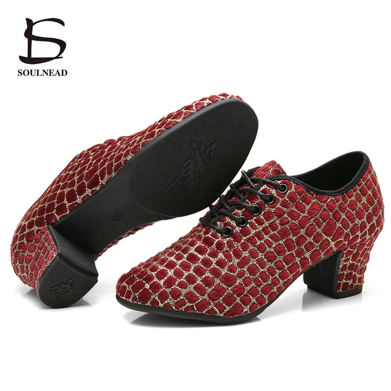 

New Woman Latin Dance Shoes Heels Jazz Salsa Shoes Women's Ballroom Dancing Shoe Outdoor Soft Sole Teacher's Fitness Sneakers