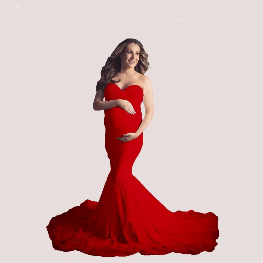 

New Maternity Dresses For Photo Shoot Tube Top Dresses For New Year2021 Long Sleeve Sexy Clothes For Pregnant Women Dress