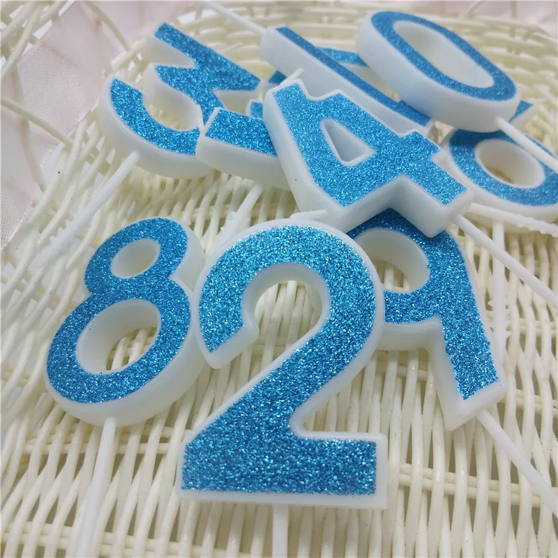 Свечи для торта «Happy Birtday» с цифрами 0, 1, 2, 3, 4, 5, 6, 7, 8, 9 синих цветов, свечи для маленьких девочек и мальчиков на день рождения, декоративные принадлежности