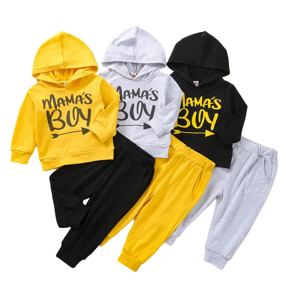 

Baby Boy Clothes Sets Letter Printed Hoodies Hooded Sweatshirt Top Pants Sweatpants Trousers 3-24M Toddler Kids Casual Outfits