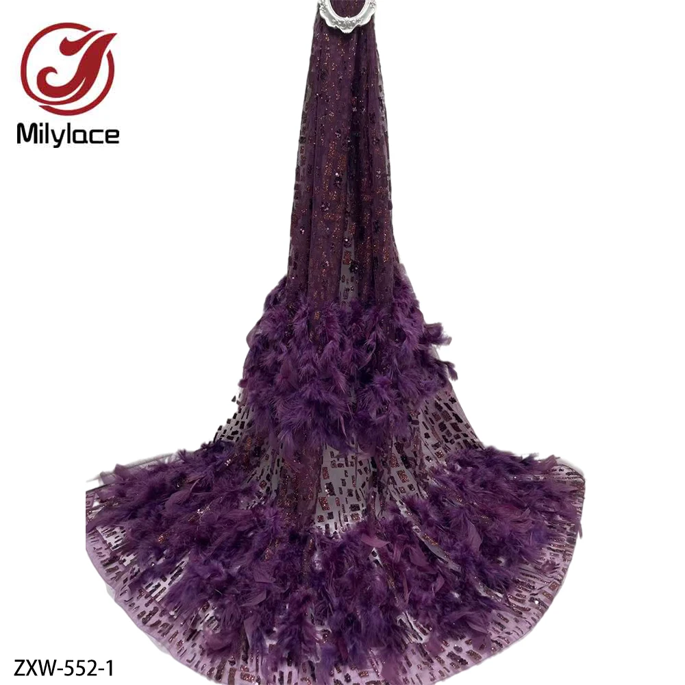 Африканская кружевная ткань с перьями новинка 3D Нигерия блестки сетка кружево