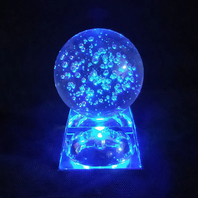 6CM Diameter Bubble Glass Ball Colorful LED Lighting Crystal Base Christmas New Year Home Decoration Accessories Birthday Gifts | Дом и сад