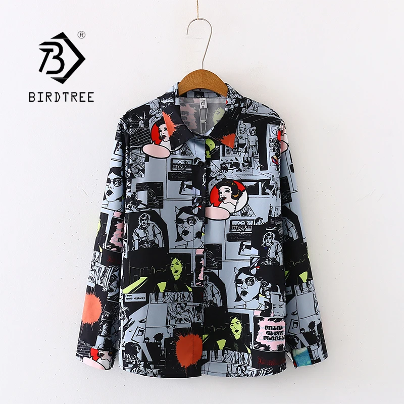 Женская шифоновая блузка с длинным рукавом винтажная черная Свободная рисунком