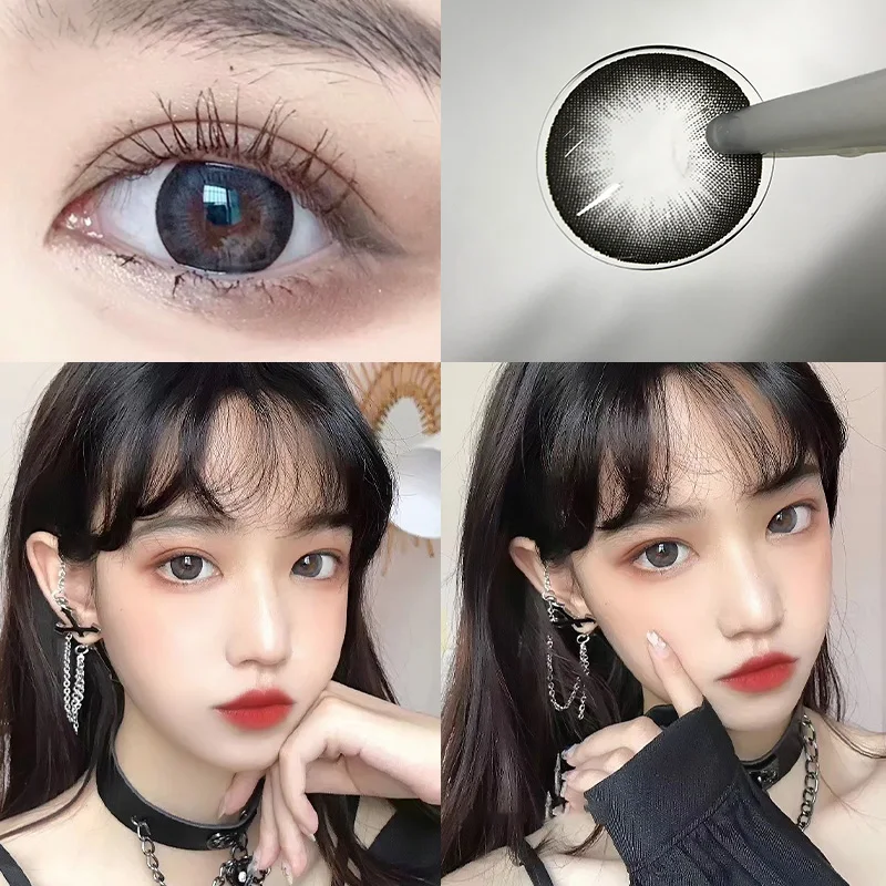 

moon gray blue Y arly contact lens Colored Contact Lenses for Eyes small beauty pupil 2pcs/pair degree Myopia prescription