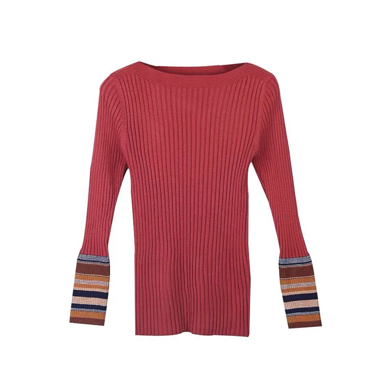 

Bottoming Shirt Sweaters Fashion Womens Sweater Winter Long Sleeve Keep Warm Sweater Female Stripe Knitted Pullover Sweaters