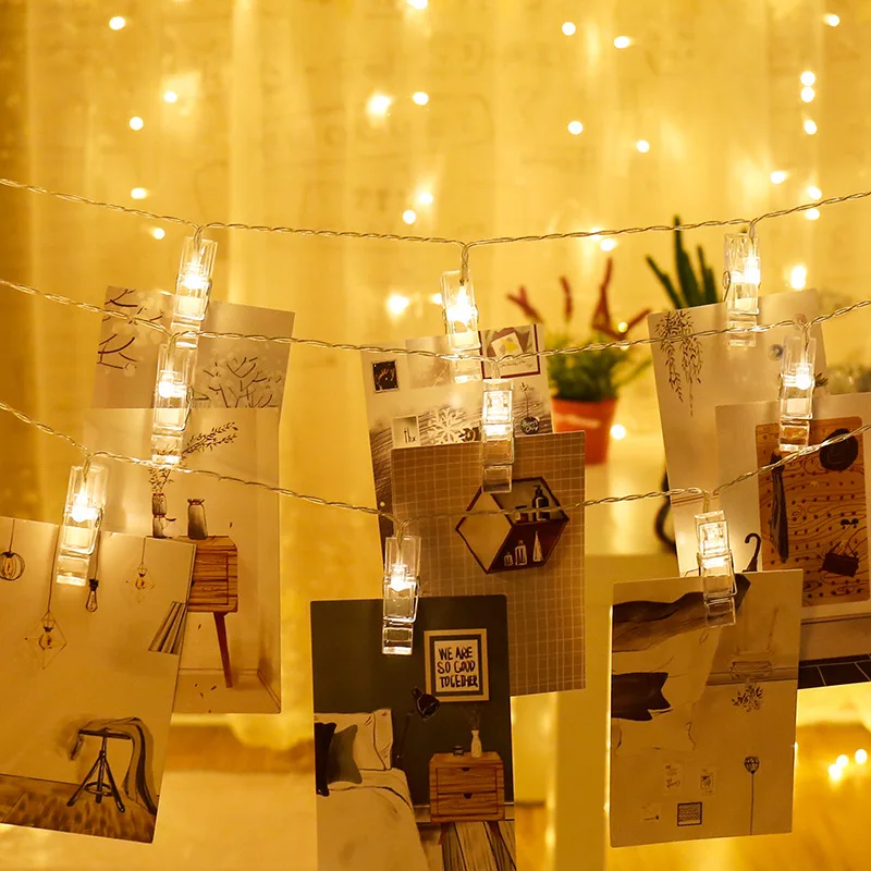 Рождественские украшения для дома 1 м 3 6 гирлянда с зажимом фото Новогодняя