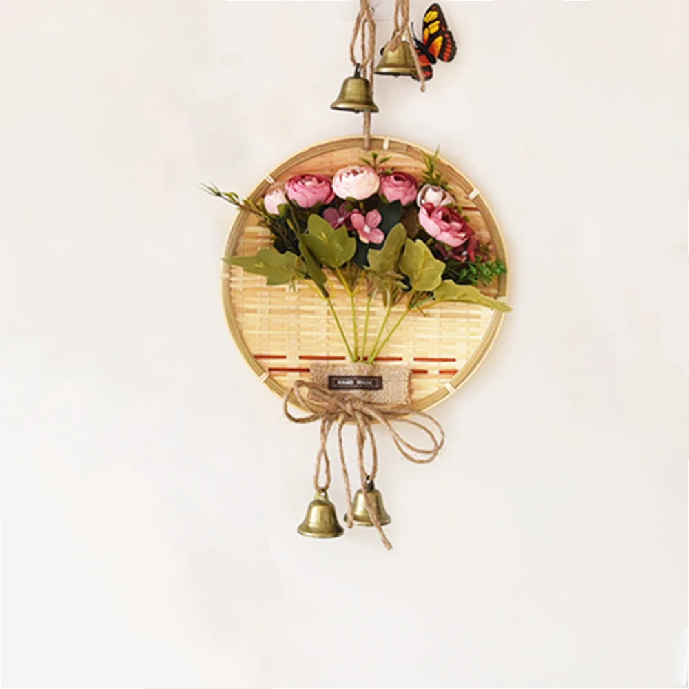 

Искусственный цветок, настенный декоративный кулон, садовый бамбуковый тканый офисный декор, украшение для гостиной, креативный Декор