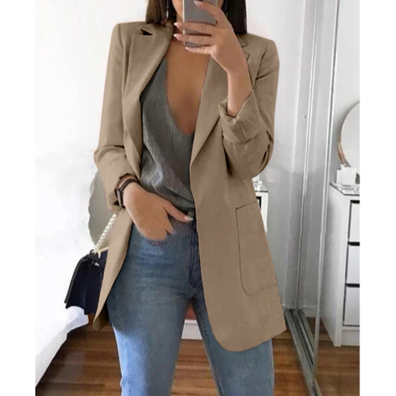 Женский Повседневный приталенный деловой Блейзер костюм Женское пальто куртка