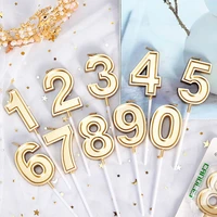 gold happy birthday number cake candles 0 1 2 3 4 5 6 7 8 9 cake topper kids girls boys bar baby party supplies decoration