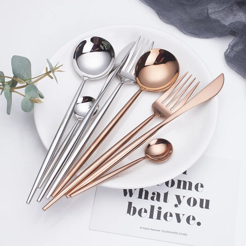 Классический Нержавеющая сталь столовые приборы стейк нож вилка набор ложка для