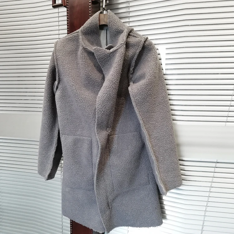 M-XXL! зимний модный мужской Тренч из овечьей кожи средней длины тренд для молодых