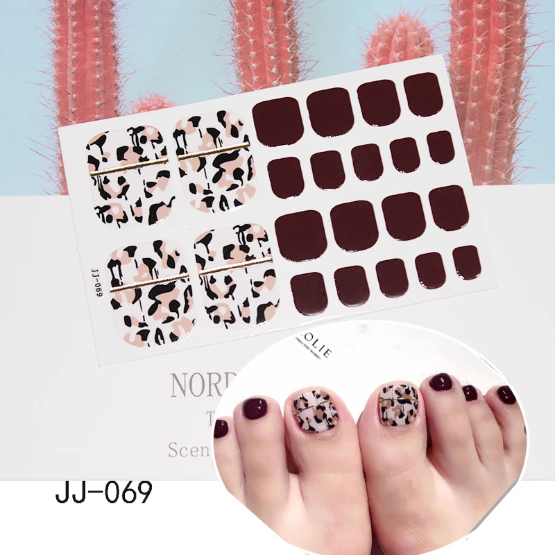 22tips/sheet Toe Nail Stickers Waterproof Fashion Wraps Art Full Cover Adhesive Foil Manicure Decals | Красота и здоровье