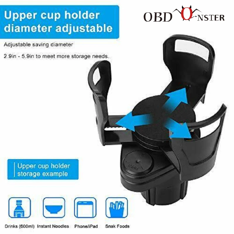 

2 In 1 Cars Cups Holder Expander Adapter Universal Dual Cup Mount Extender Unique Design Soft Drink Can Bottle Auto Accessories