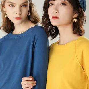 Женская трикотажная футболка с круглым вырезом |