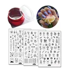 Шаблоны для стемпинга, набор стемпинга для дизайна ногтей, набор скребков-3 большие пластины для маникюра, набор с 1 желейным лаком, стемпер по дизайну салона