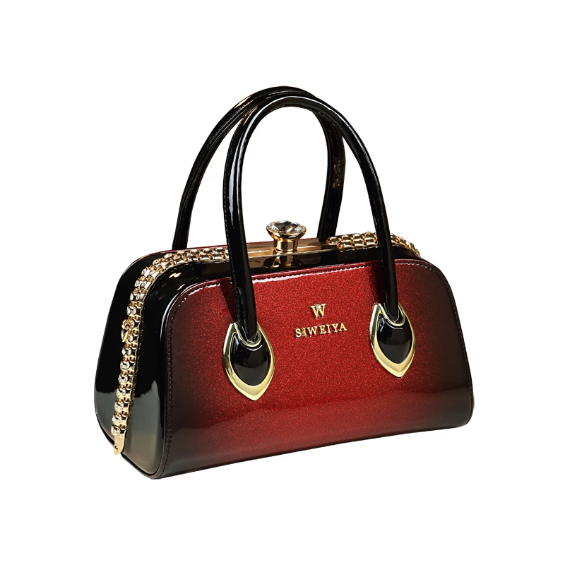 

New trend women's handbags famous brand patent leather shoulder bag ladies boston messenger bags clip evening clutch luxury tote