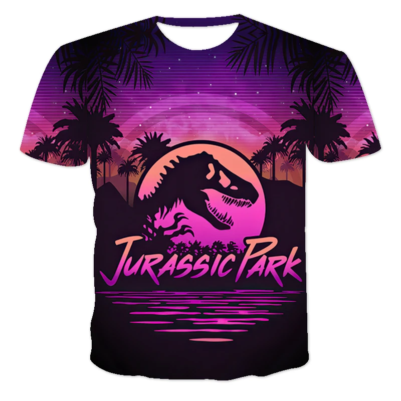 

New Jurassic World 3D Print T-shirt Dinosaur Head Children's Cloting Summer Boys Clothes Oversized T-shirt For Boys/Girls