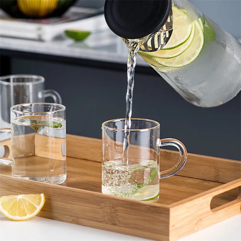 Прозрачная термостойкая бутылка для воды стеклянный чайник с крышкой и ручкой