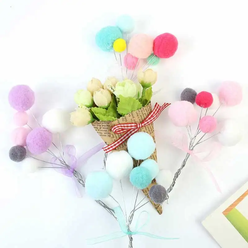 Разноцветный Топпер для кексов и тортов меховой плюшевый шар искусственная