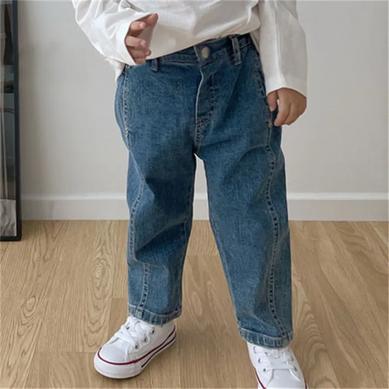 

Брюки до щиколотки с эластичным поясом свободные однотонные хлопковые новые модные удобные милые простые весенние осенние детские унисекс