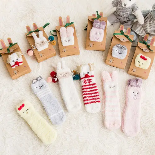 Рождественские хлопковые теплые носки для маленьких девочек чулки