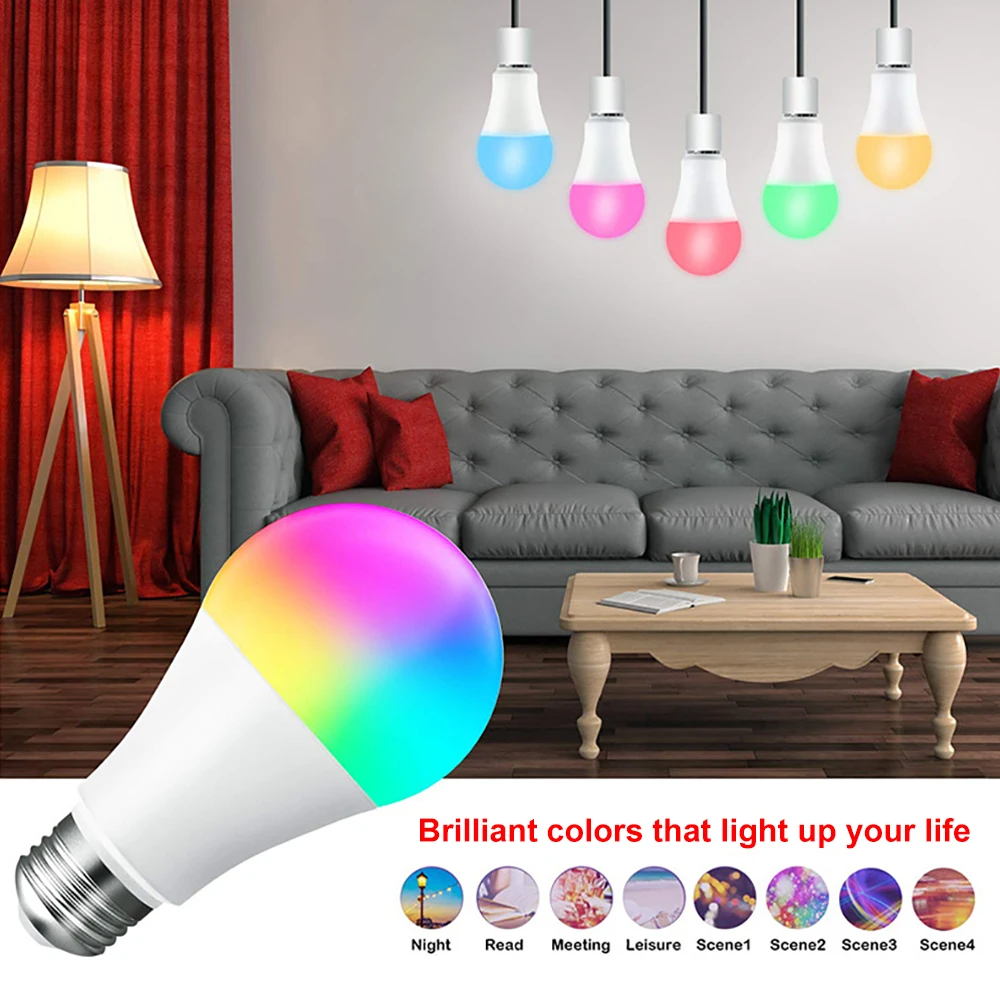 Светодиодная лампа E27 RGB с ИК-пультом дистанционного управления умные IC